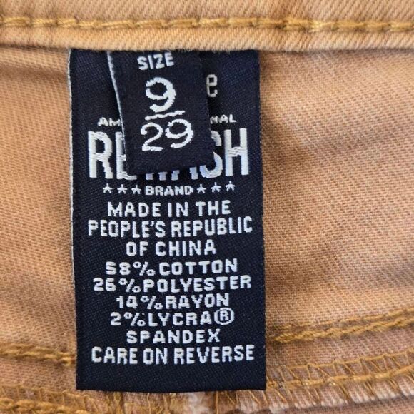 REWASH Brand LA Womens Frayed Cut Off Mid Rise Skinny Jeans Mustard Size 9/29 - Picture 2 of 14